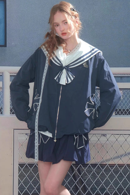 Autumn Winter Dark Blue Jacket