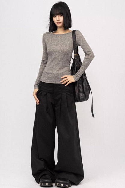 Black Straight Shoulder Top