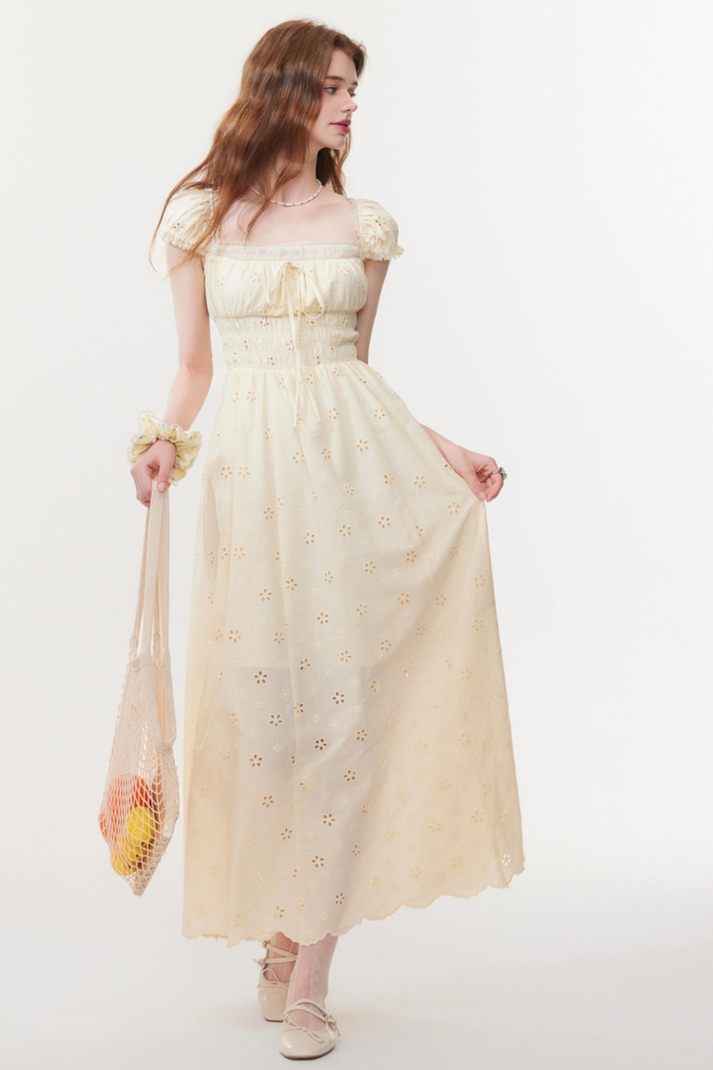 French Square Neck Maxi Dress