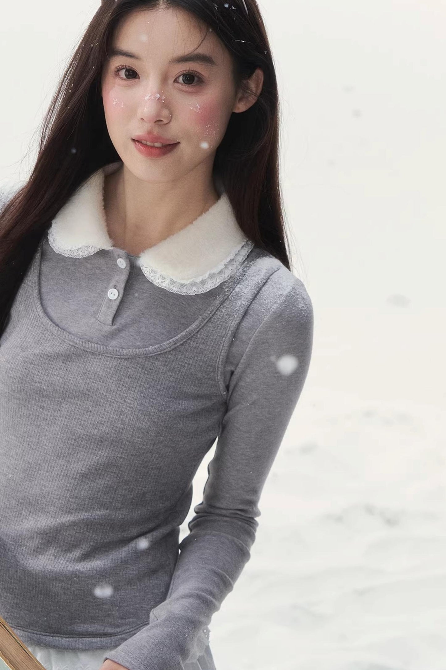 Faux Two-Piece Knitted Blouse