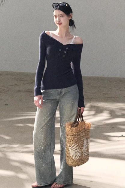 Asymmetrical Cotton Knit Top