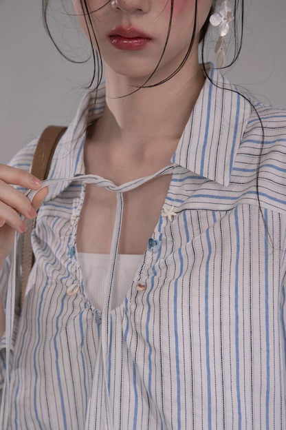 Conjunto de Camisa a Rayas Azul Soda