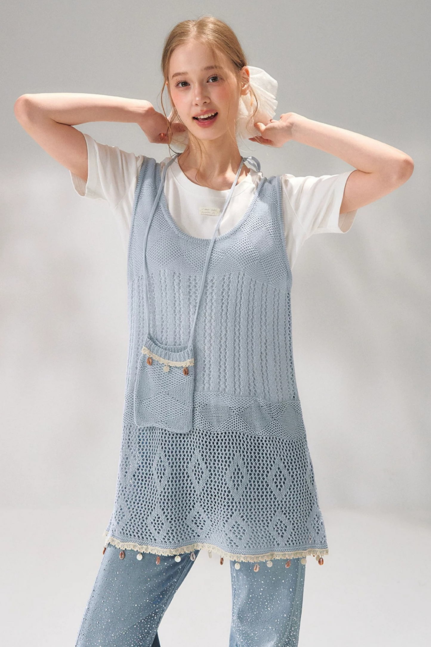 Shell Jacquard Knitted Vest Set