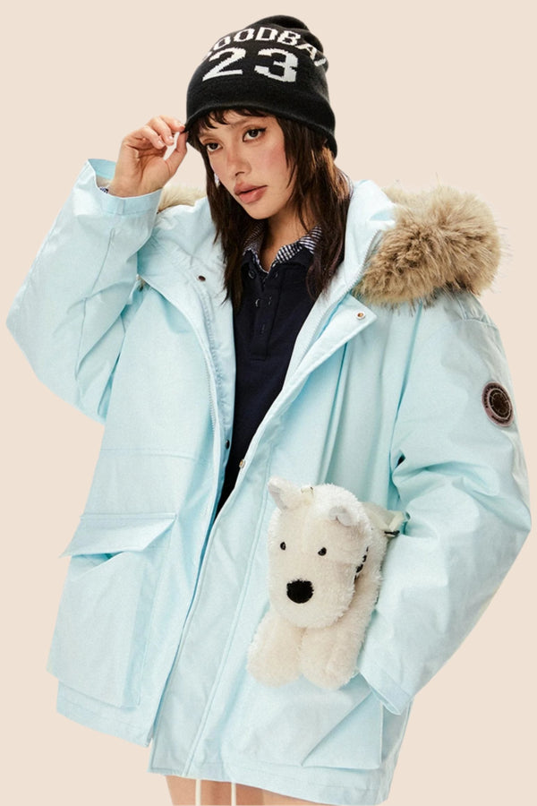 Detachable Hood Fur Collar Down Jacket