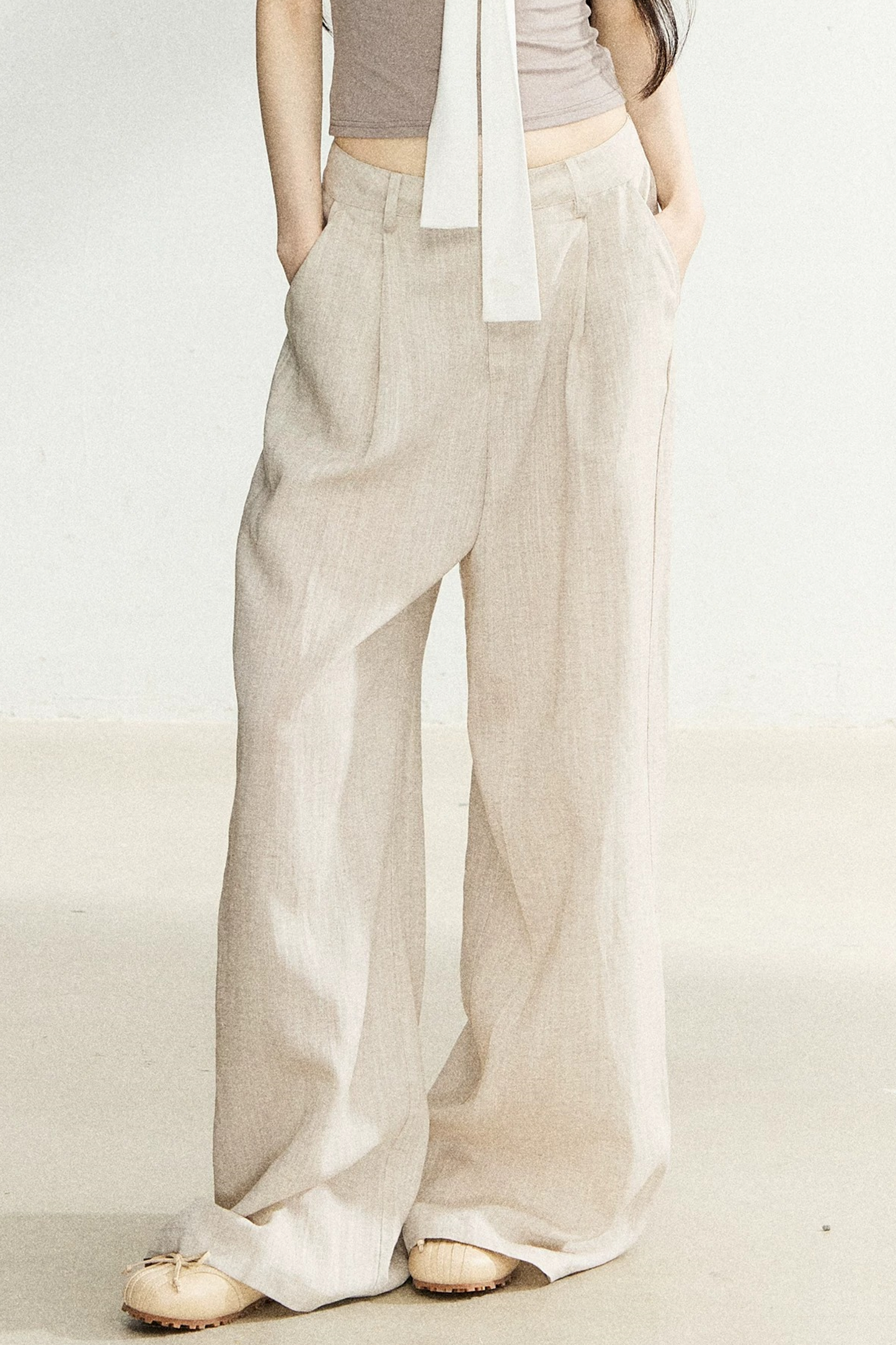 Linen Drape Wide-Leg Pants