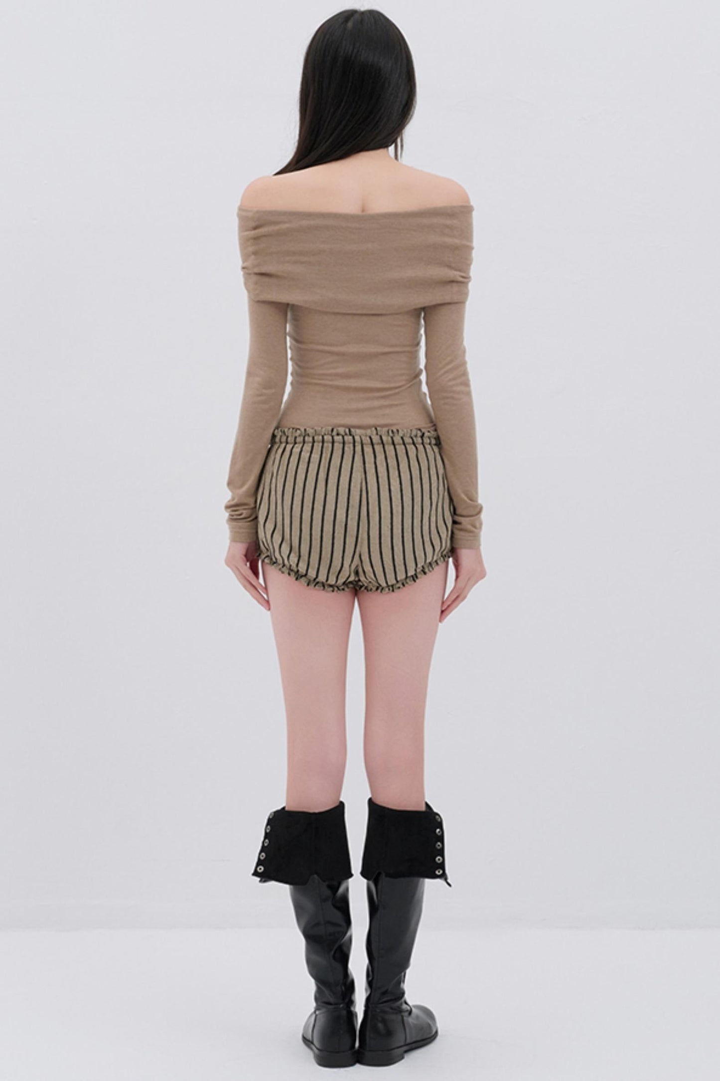 Glutinous Wool Blend One-Shoulder Top