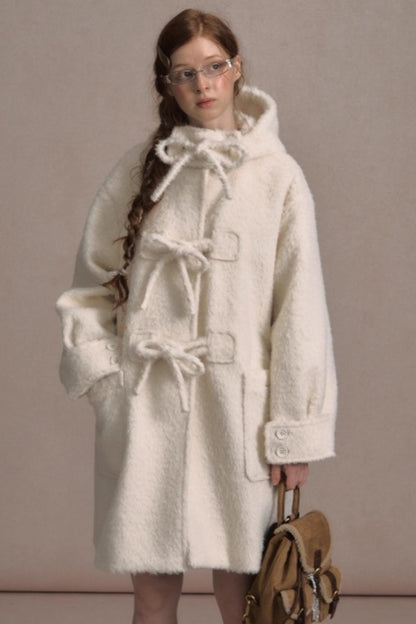 College Hooded Thick Woolen Jacket