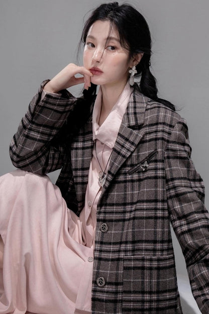 Gray Patchwork Tweed Jacket