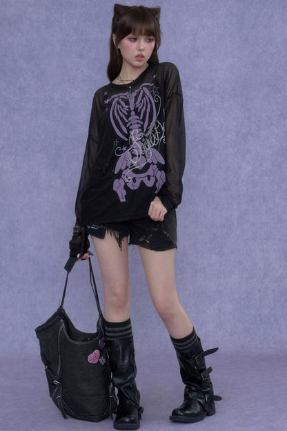 Black & Purple Mesh Cover-Up Set-Up