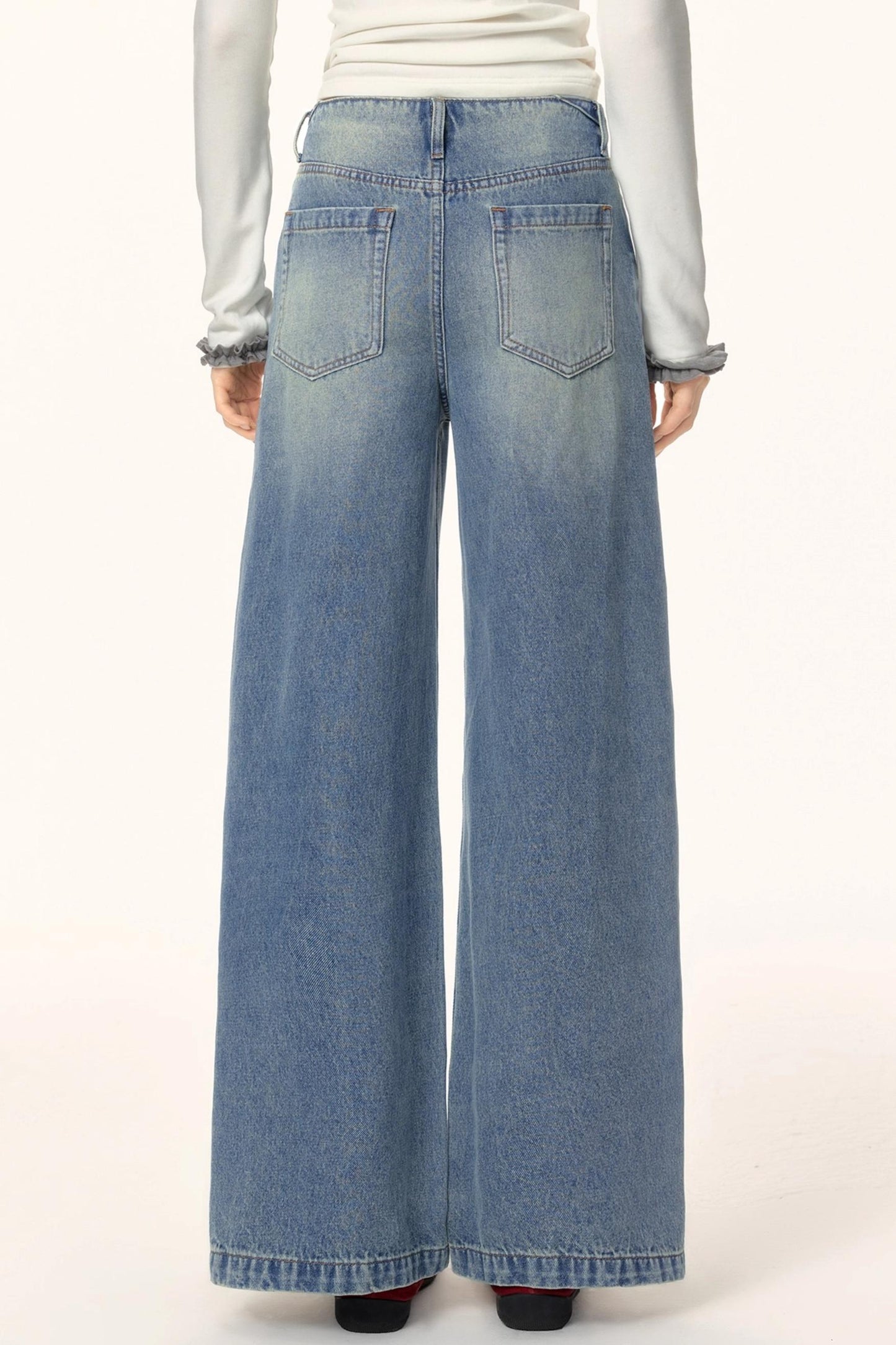 Washed Wide-Leg Winter Pants