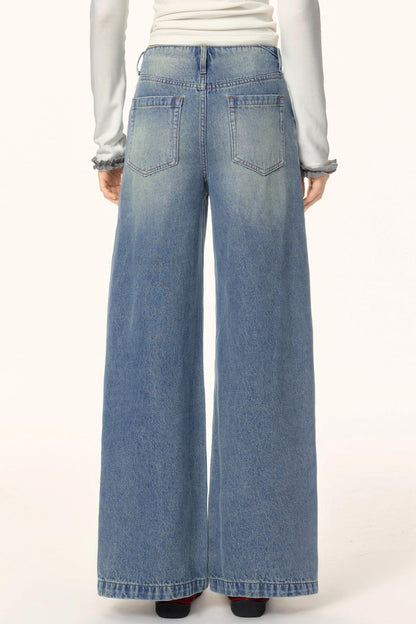 Washed Wide-Leg Winter Pants