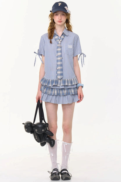 High-Waisted Tie-Dye Pleated Skirt