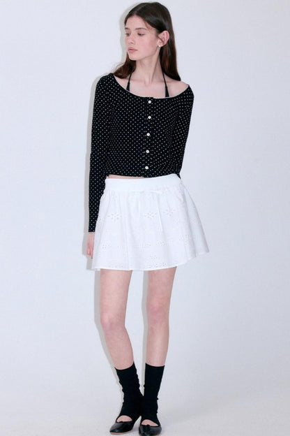 French Romantic Polka Dot Knitted Blouse