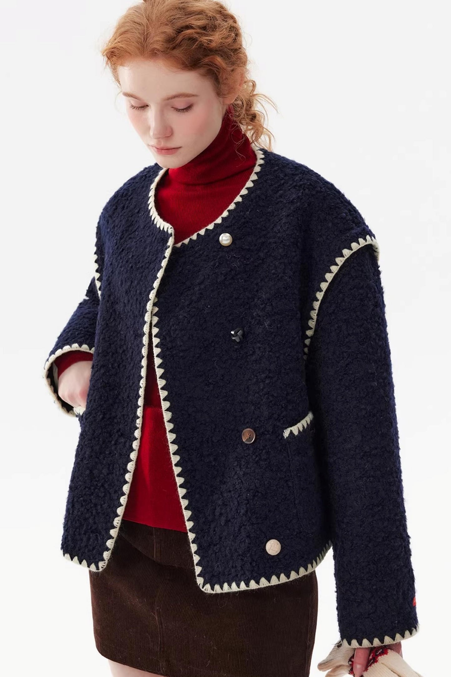 French Wool Tweed Down Jacket