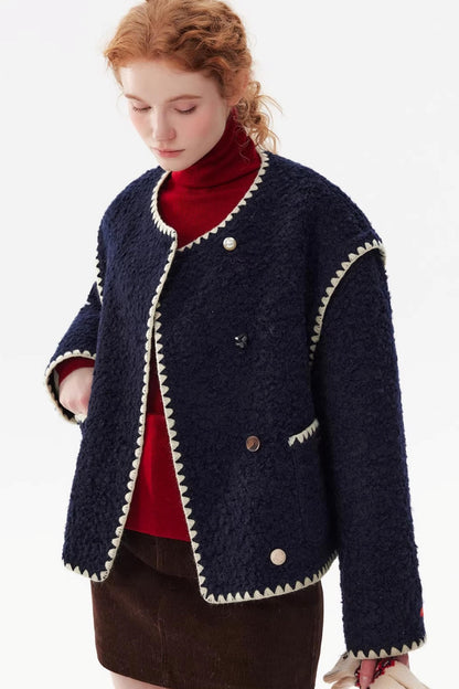 French Wool Tweed Down Jacket