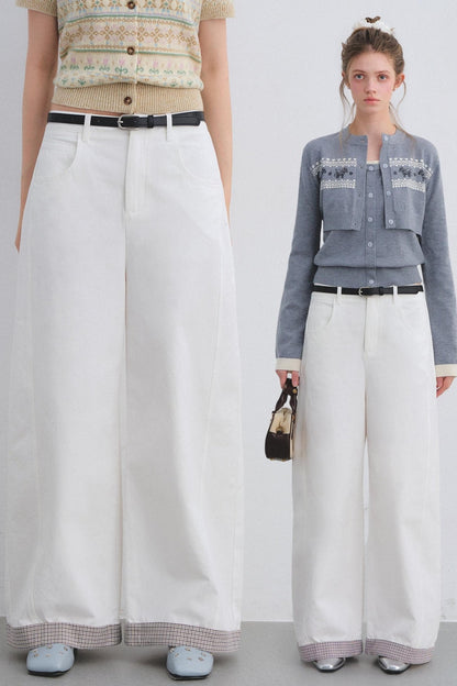 Plaid Patchwork High-Waisted Pants