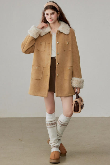 Fur Integrated Suede Winter Jacket