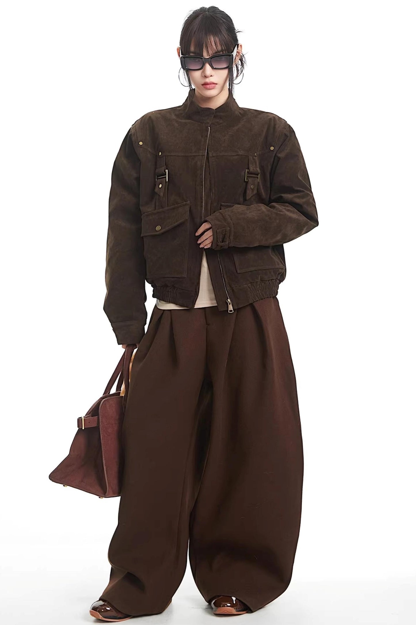 Retro Suede Stand-Up Collar Jacket