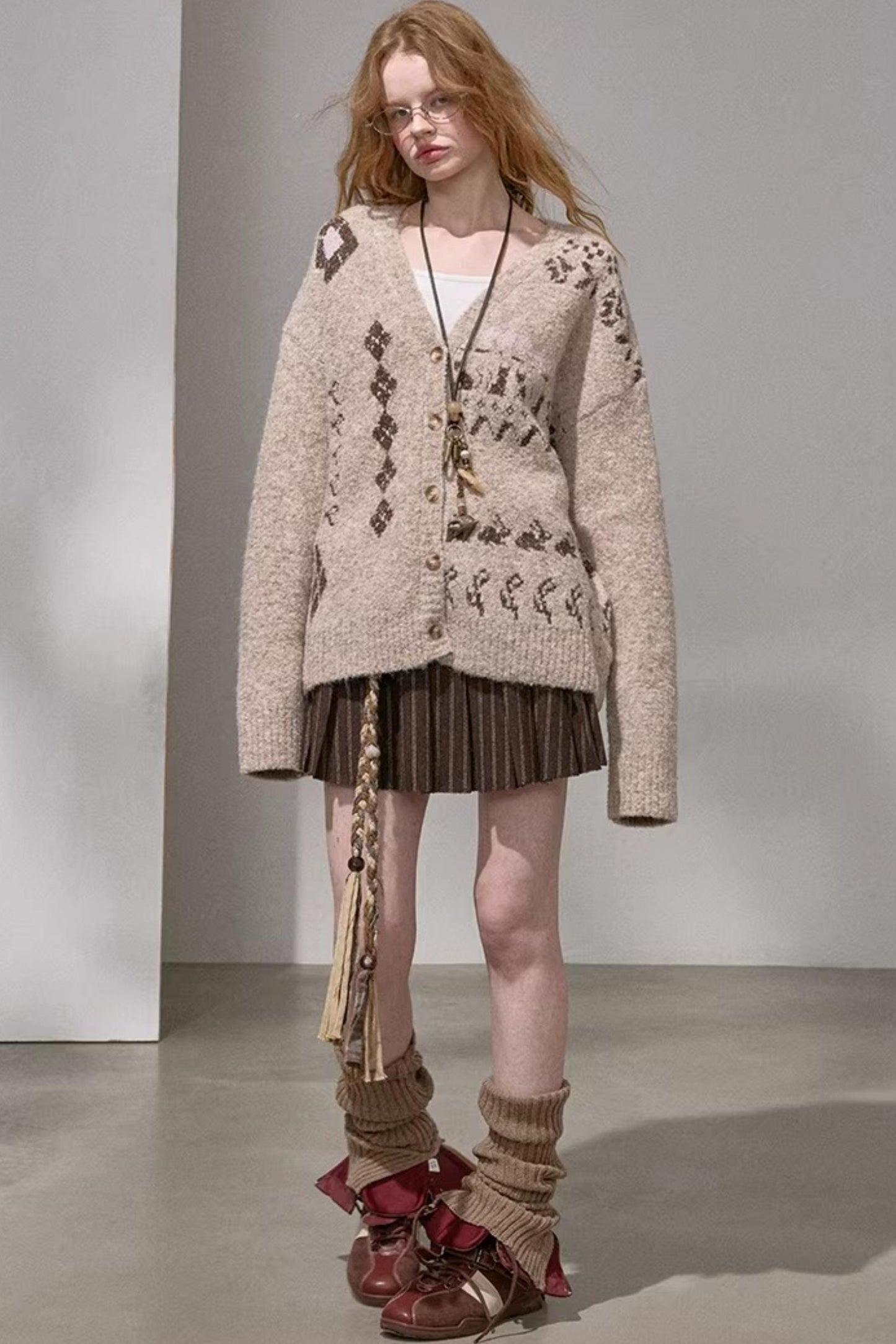 Retro Fair Isle Knitted Cardigan