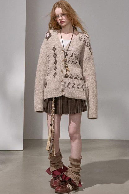 Retro Fair Isle Knitted Cardigan