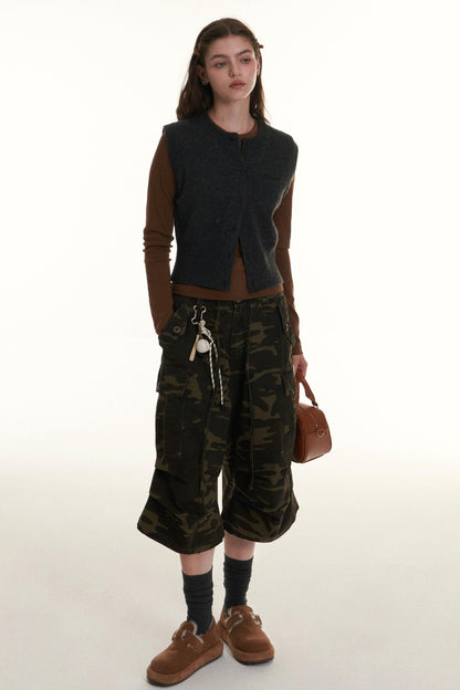 Retro High Waist Camouflage Cargo Pants