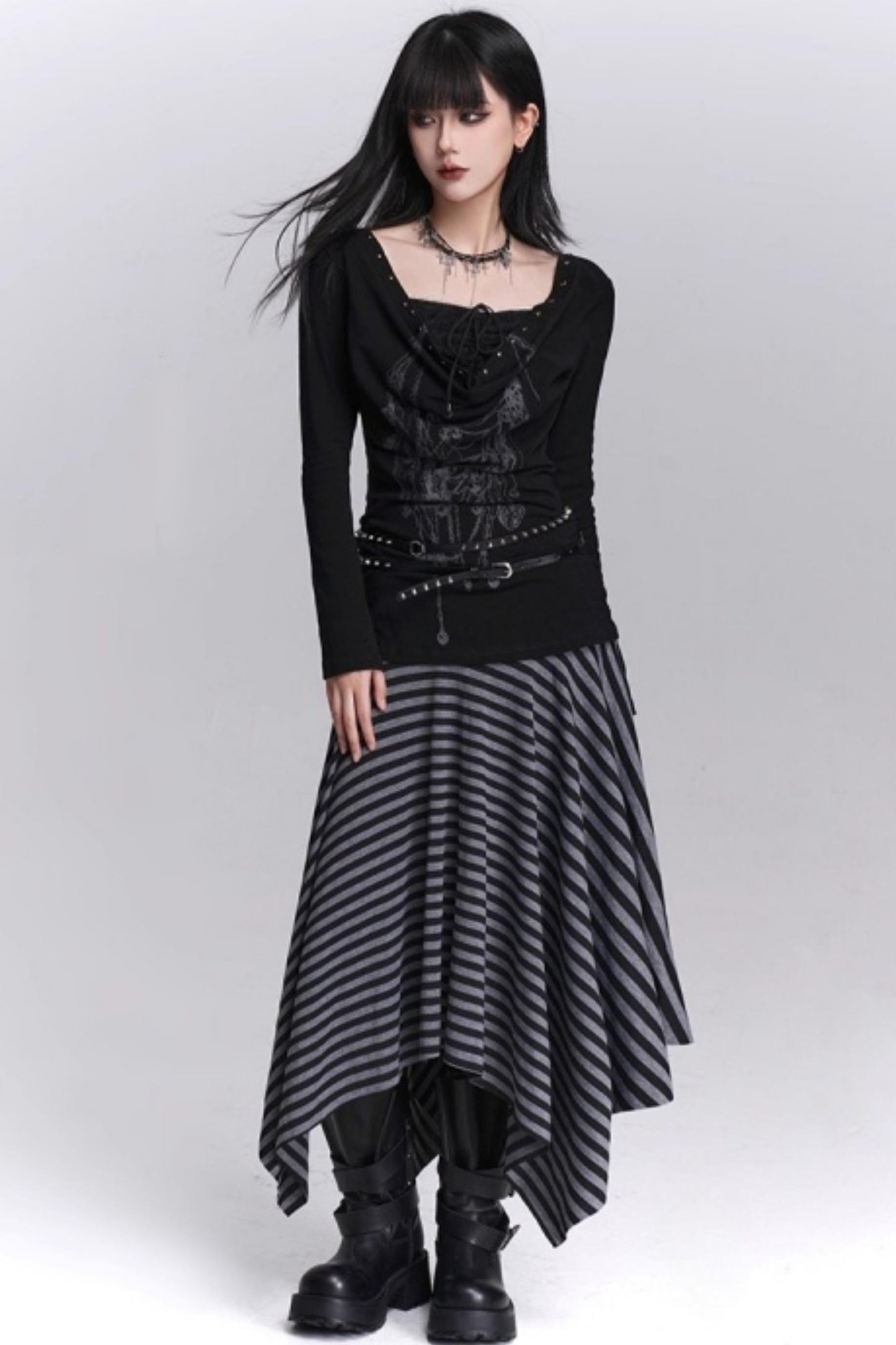 Asymmetrical Striped Skirt