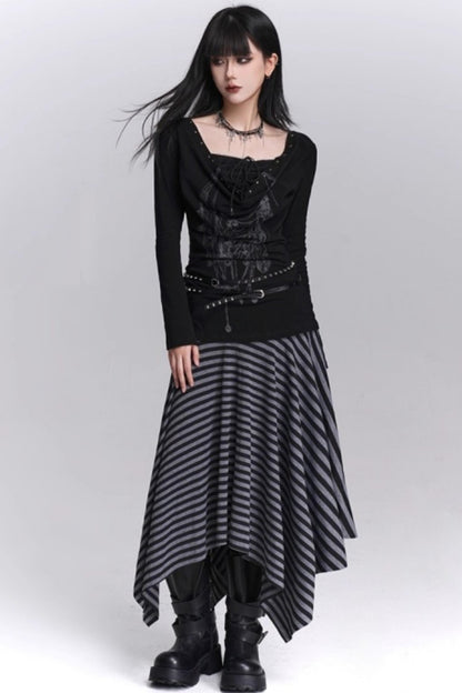 Asymmetrical Striped Skirt