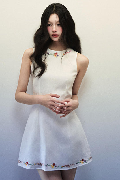 White Linen Vest Dress