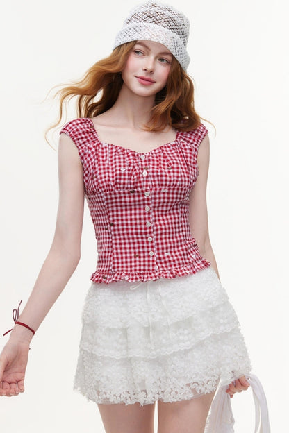 Vintage V-Neck Cotton Blouse