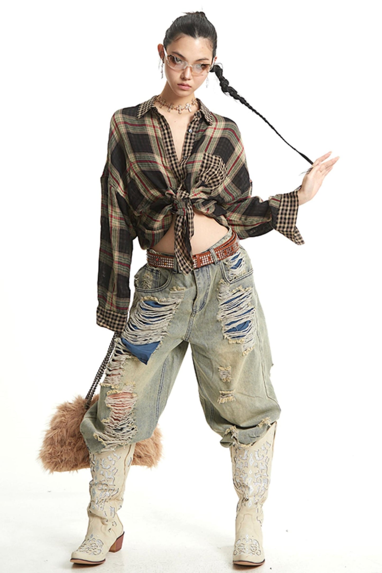 Retro Wide-Leg Denim Trousers