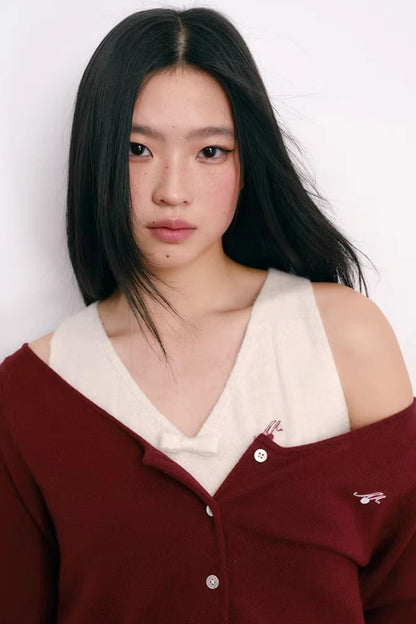 Color-Blocked Velvet Knit Cardigan