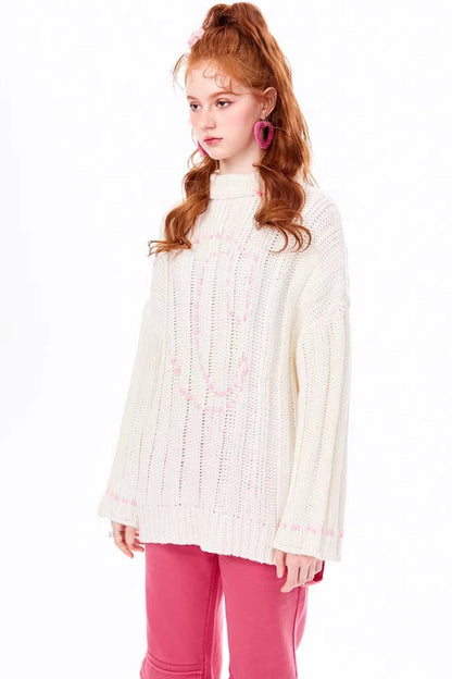 Apricot White Knit Sweater