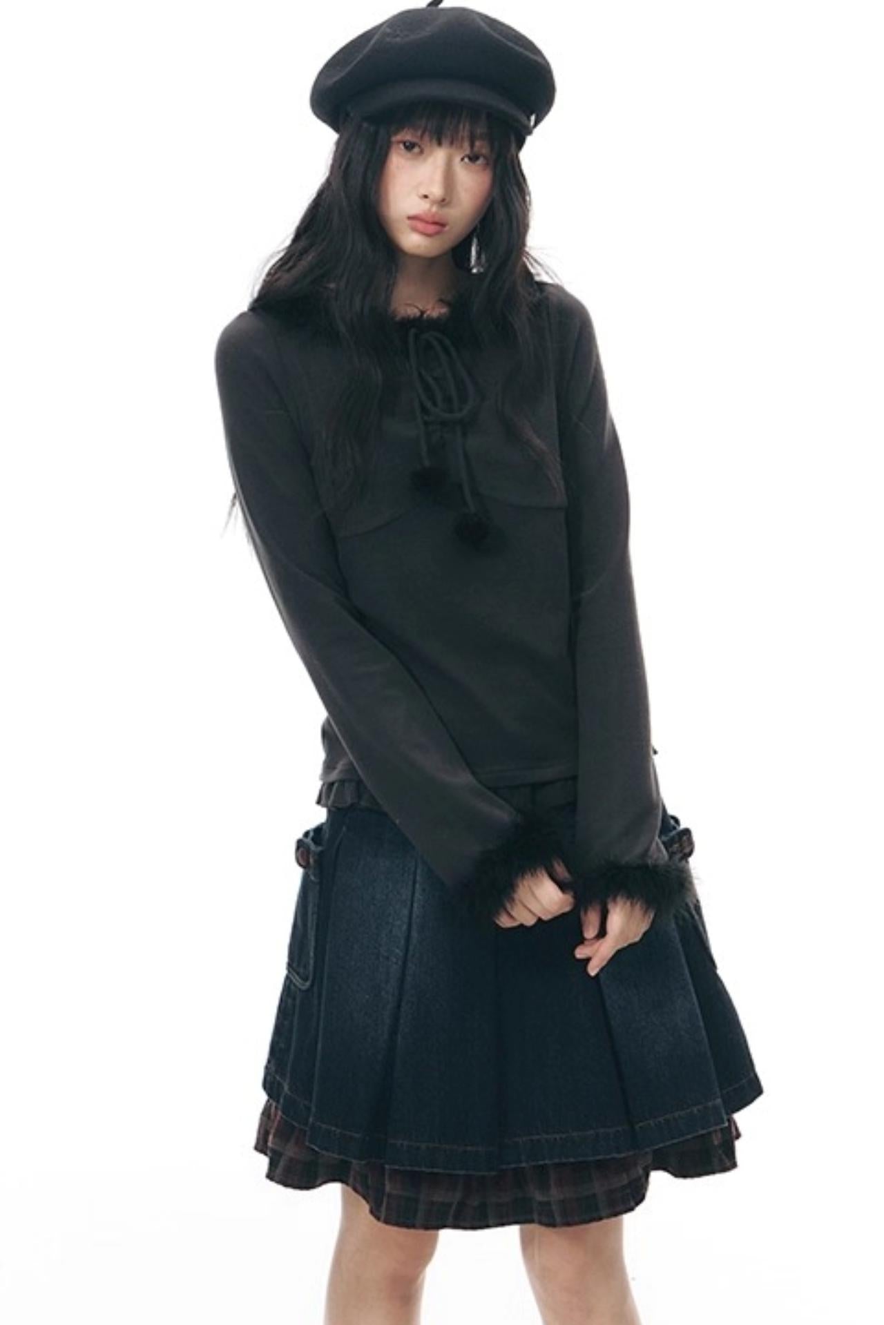 Furry Patchwork Base Layer Top