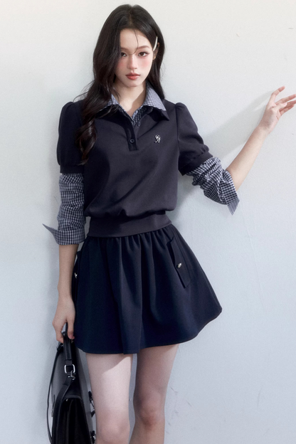 Vintage Plaid Polo Blouse