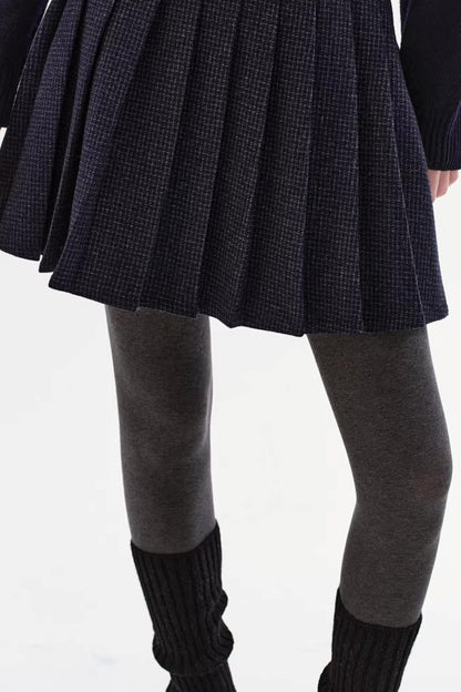 Wool-Blend Tartan Pleated Skirt