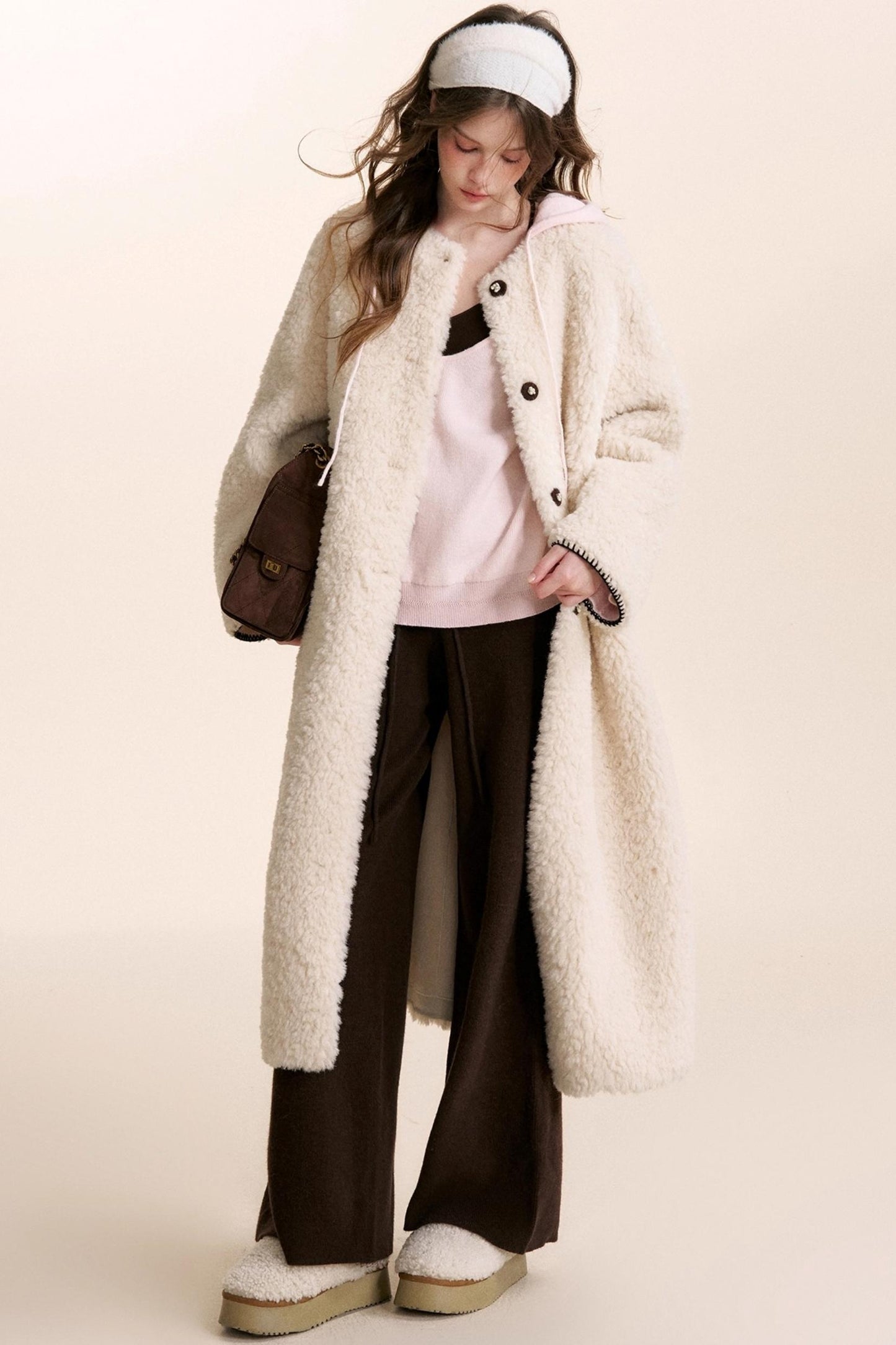 Rose Wool Hooded Knit Set-Up