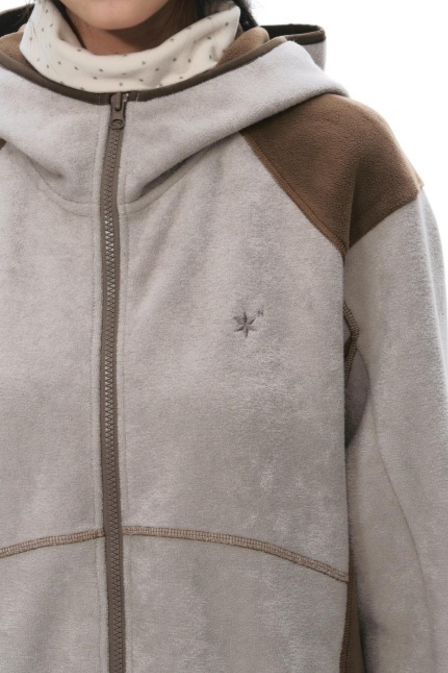 Fleece Patchwork Hooded Jacket