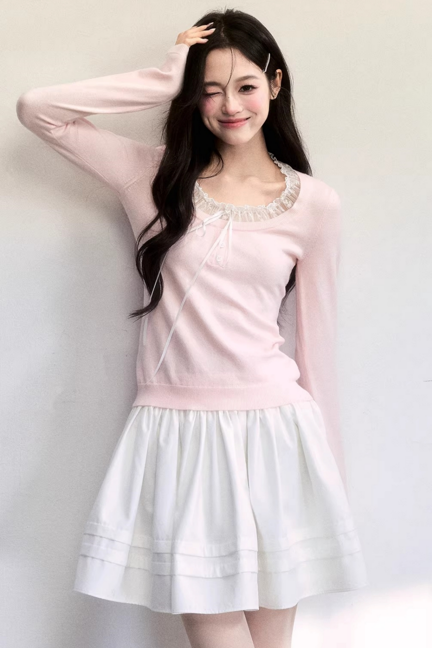 Spitzenstrickoberteil Spring Mist