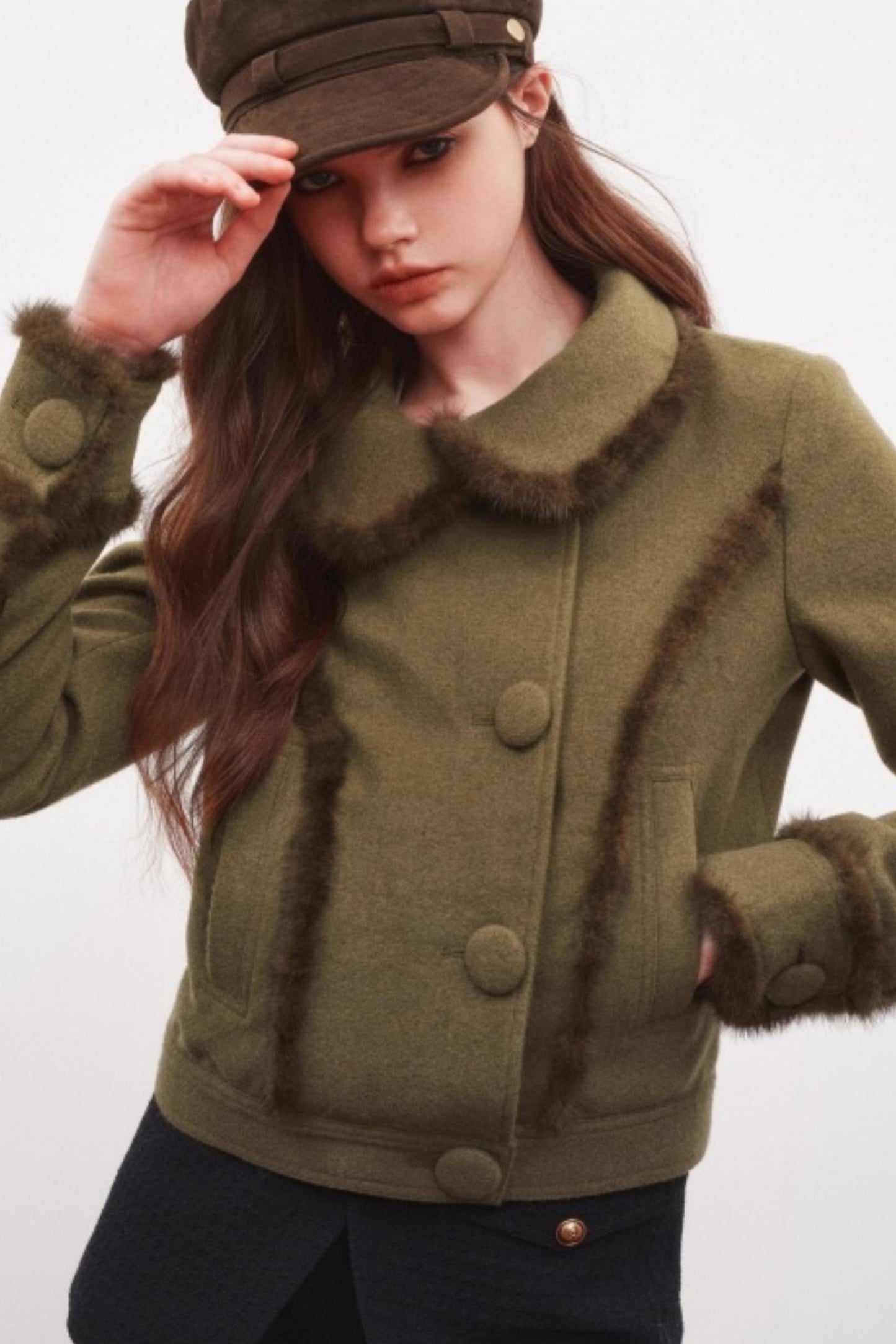 Warm Mink Fur Woolen Short Coat