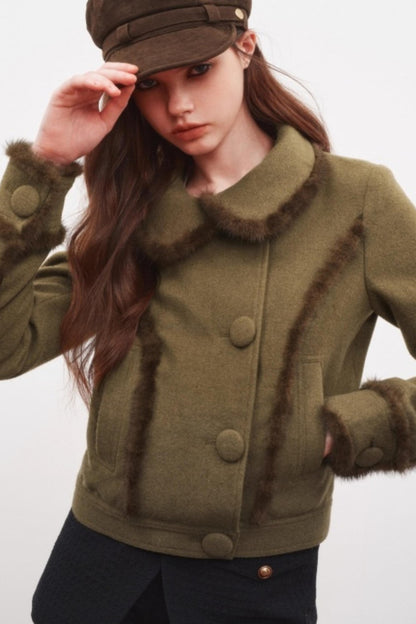 Warm Mink Fur Woolen Short Coat