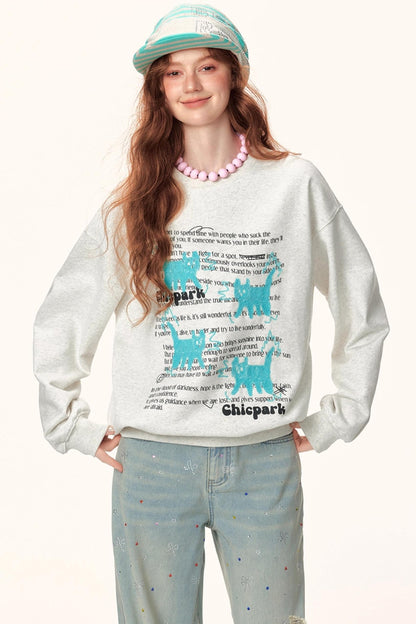 Letter Print Jacquard Sweater