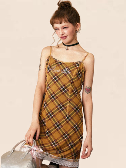 Vintage Check Slip Dress