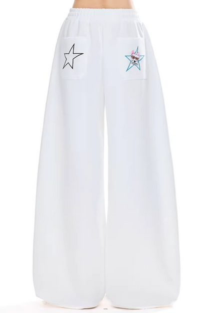 Retro Star Embroidered Sweatpants