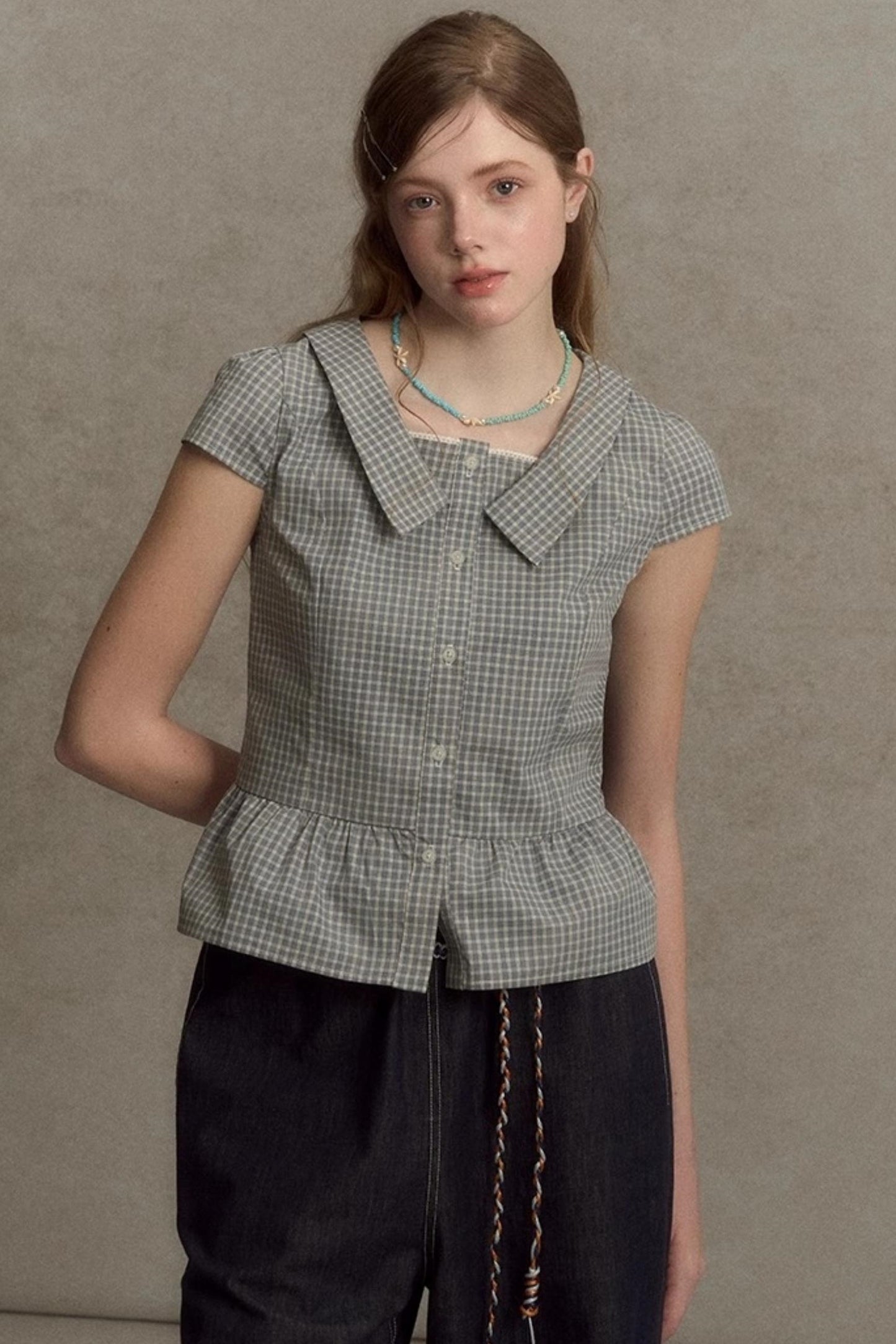 Summer Plaid Sleeve Top