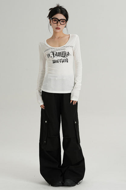 Slim Fit Letters Scoop Neck Shirt