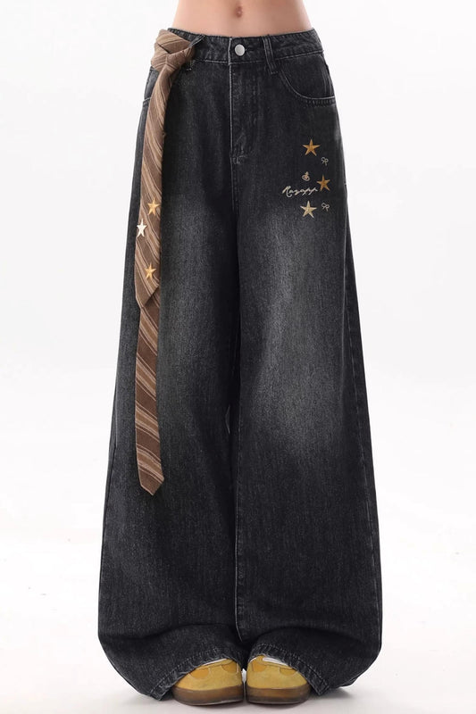 Retro Star Embroidery Jeans