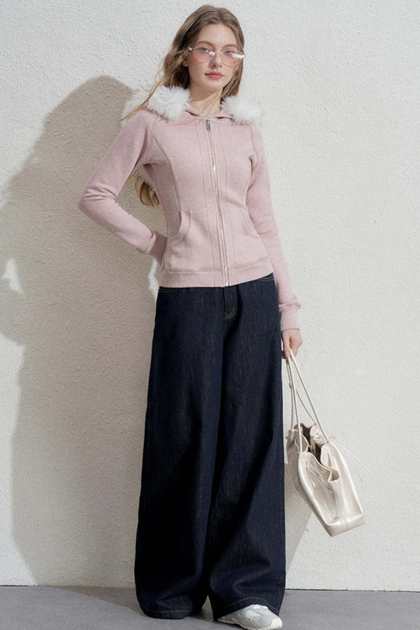 Pink Hooded Sweatshirt Jacket