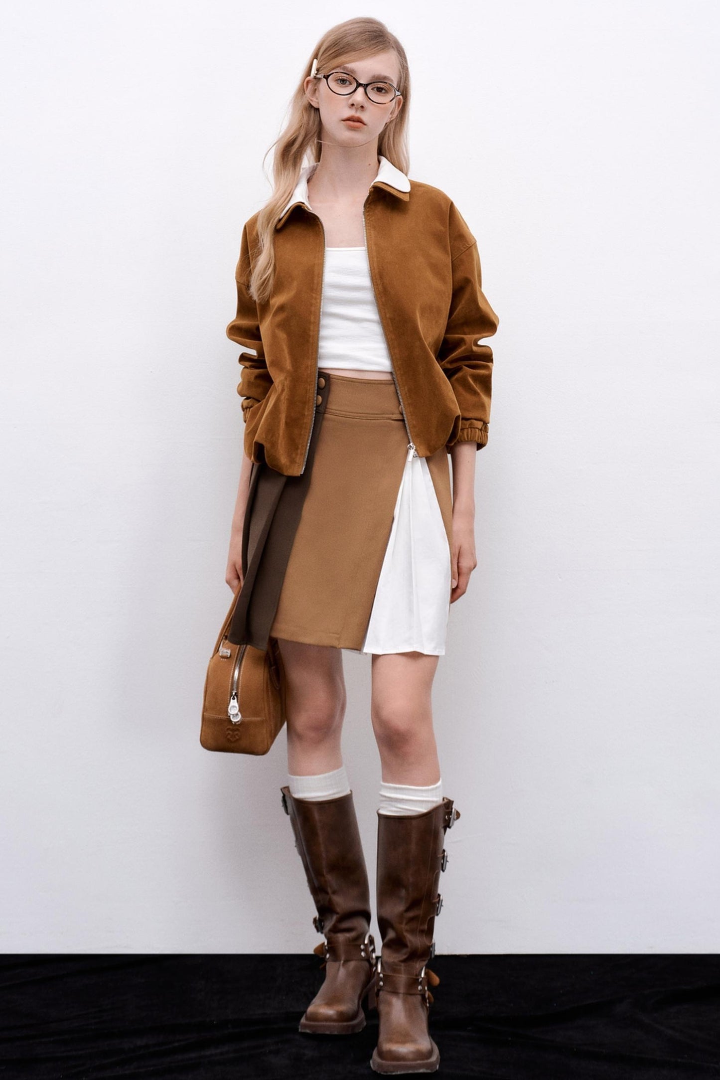 Detachable Pleated A-Line Skirt