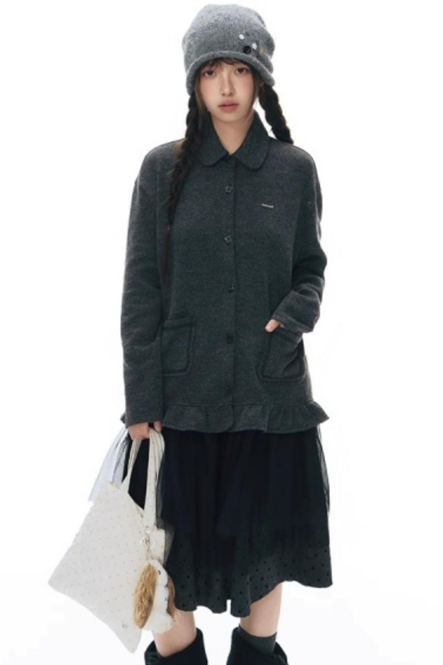 Handmade Gray Knit Beanie