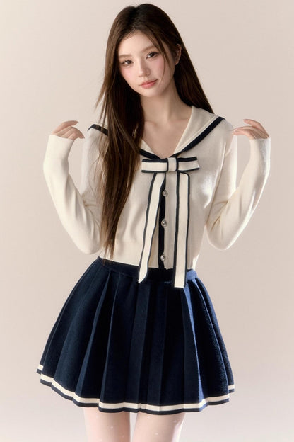 Navy Knitted Suit Set-Up